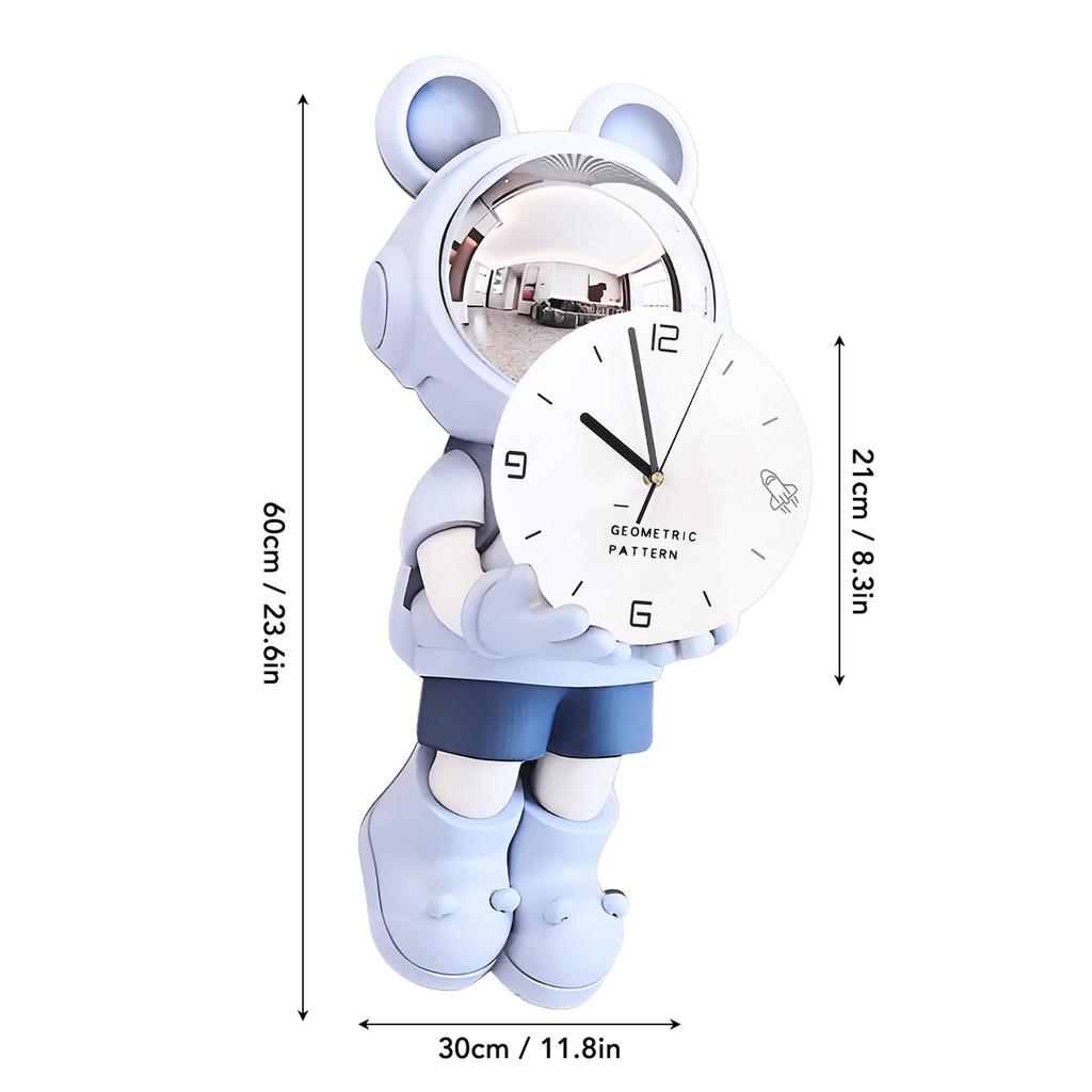 Wall Clock Modern Minimalist Cartoon Astronaut Quiet Wall Hanging Clock for Living Room Dining Room Doorway