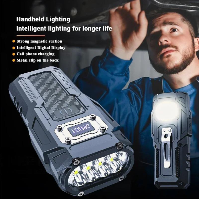 Superhelle LED-Taschenlampe Wiederaufladbare Taschenlampe mit magnetischem Heck COB Seitenlicht Stark Hohe Leistung Camping Notfall Laterne