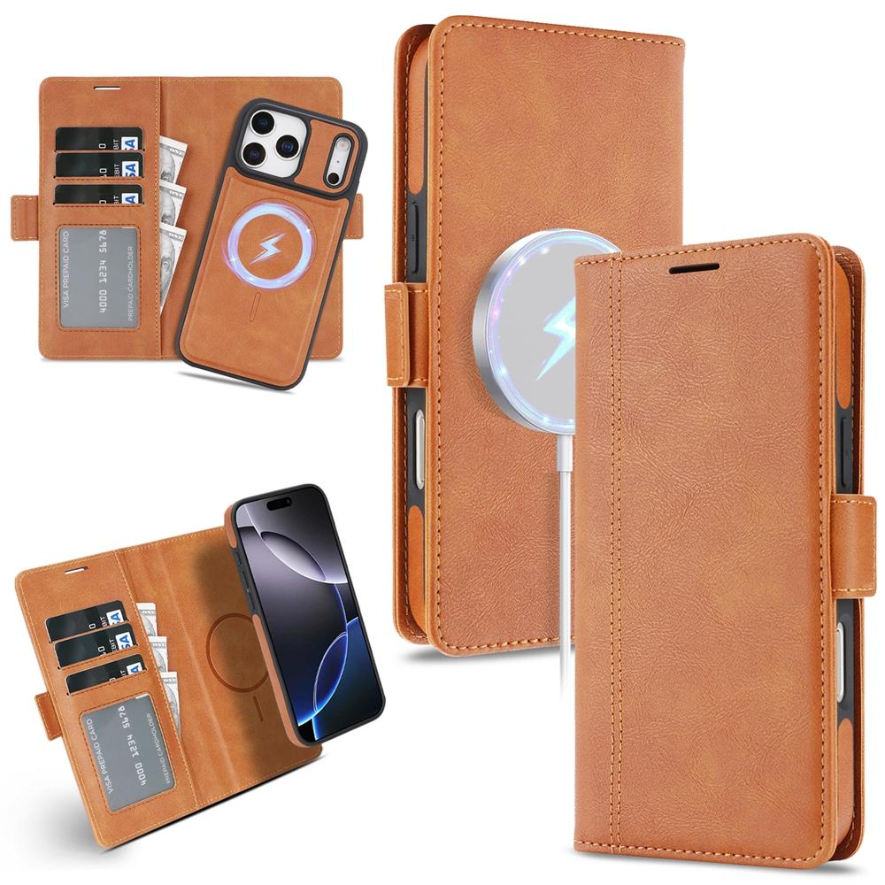 2 in 1 Magnetic Wallet Case for IPhone 18 17Air 17 Promax 16 Pro Max 15 Plus 14 13 12 Wireless Charging Phone Cover Cards Slot