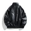 Men's Street Fashion Jacket Stand Collar Casual Spring and Autumn New Loose Men's Large-size Leather Jacket