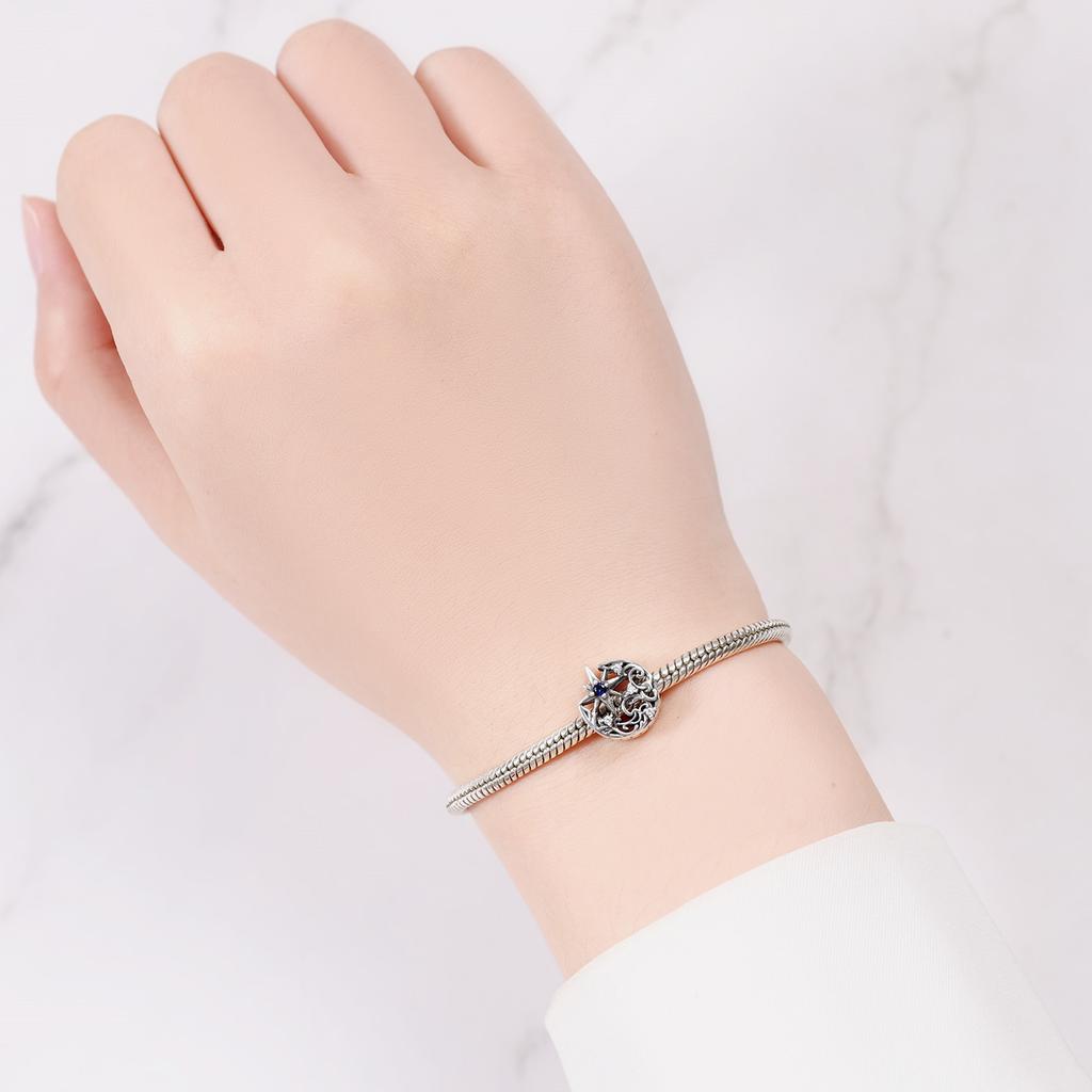 Copper Vintage Carved Moon Star Beads Fit Bracelets Decoration Diy Birthday Party Gift Jewelry Bracelets Accessory