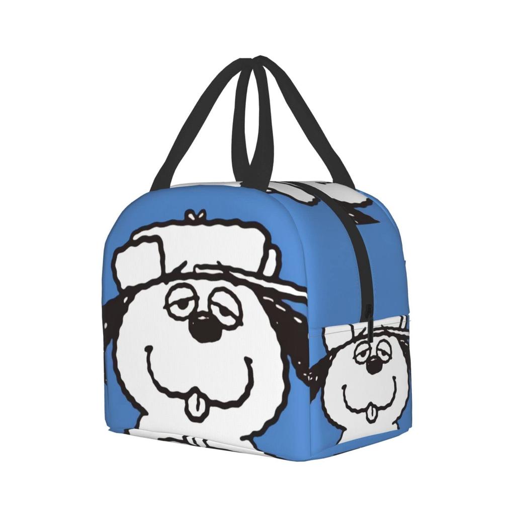 Snoopy and Olaf Insulated Lunch Bag with Bento Cooler Bag with Soft Cooler Bag Clasp, Black, Box, Insulated, Zipper, Compact, Bag, Tote/Eco