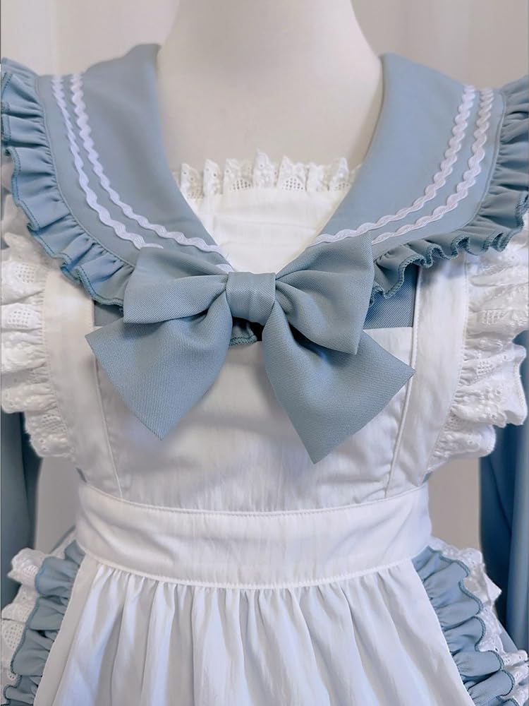 Maid Gothic Sailor Cosplay Ruffled Lolita Long Sleeve Costume Neat and Perfect for Cafes and Amusement Parks Size [ShouKi Manufacturing] Outfit,