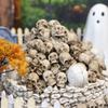 Halloween Skull Resin Ornament Set: 40-Piece Micro Landscape Décor & Flower Pot Paving Stones.