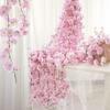 Cherry Rattan Artificial Fake Flower Sakura Hanging Wedding Garland Decor Plant