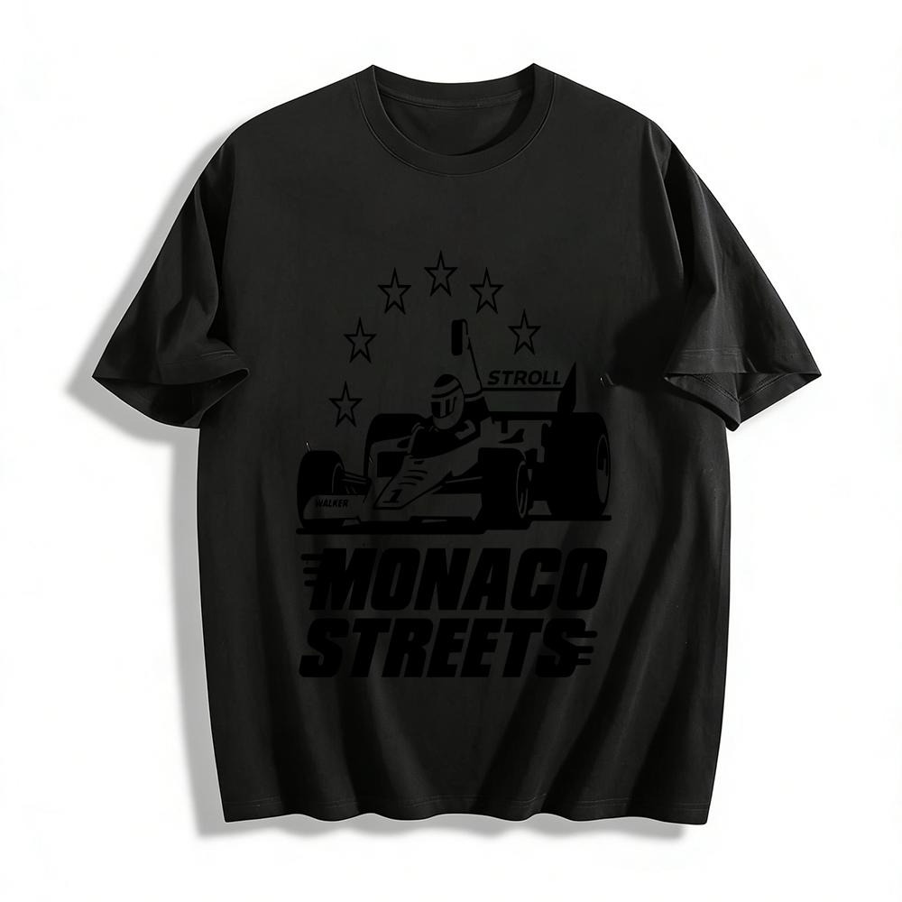 F1 Monaco Streets Racing Car Graphic Tee Stroll Walker Formula 1 Fans Motorsport Casual T-Shirt Pure cotton T-shirt XXS