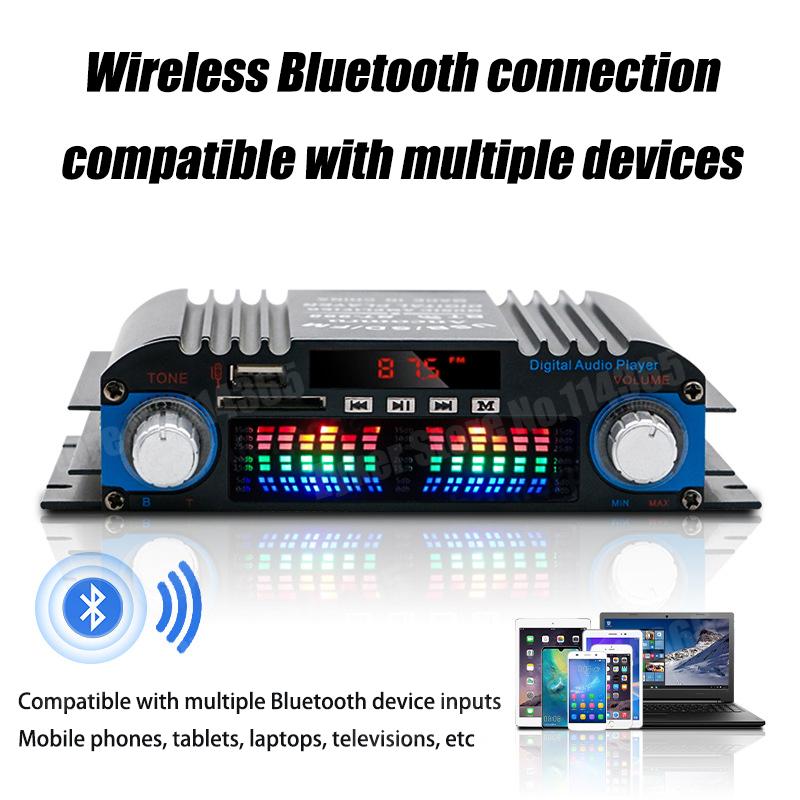 HiFi Soundverstärker 4 Kanal Digital Audio Bluetooth Verstärker 1600W Spitzenleistung Karaoke Player FM Radio Unterstützung Fernbedienung