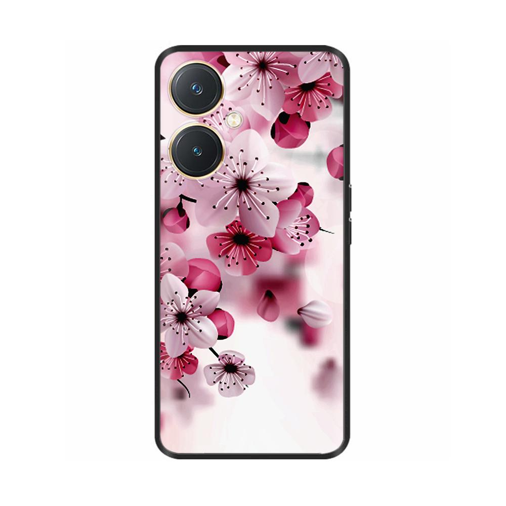 For Vivo Y27 Y27s Case Fashion Flowers Black Soft Coque Silicone Shockproof TPU Phone Cover Funda for Vivo Y27 Y 27 Bumper V2249
