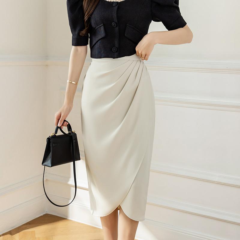 

Suit Skirt for Women In Summer New High-waisted Slim Hip Skirt Mid-length Irregular Slit A-line Skirt XL