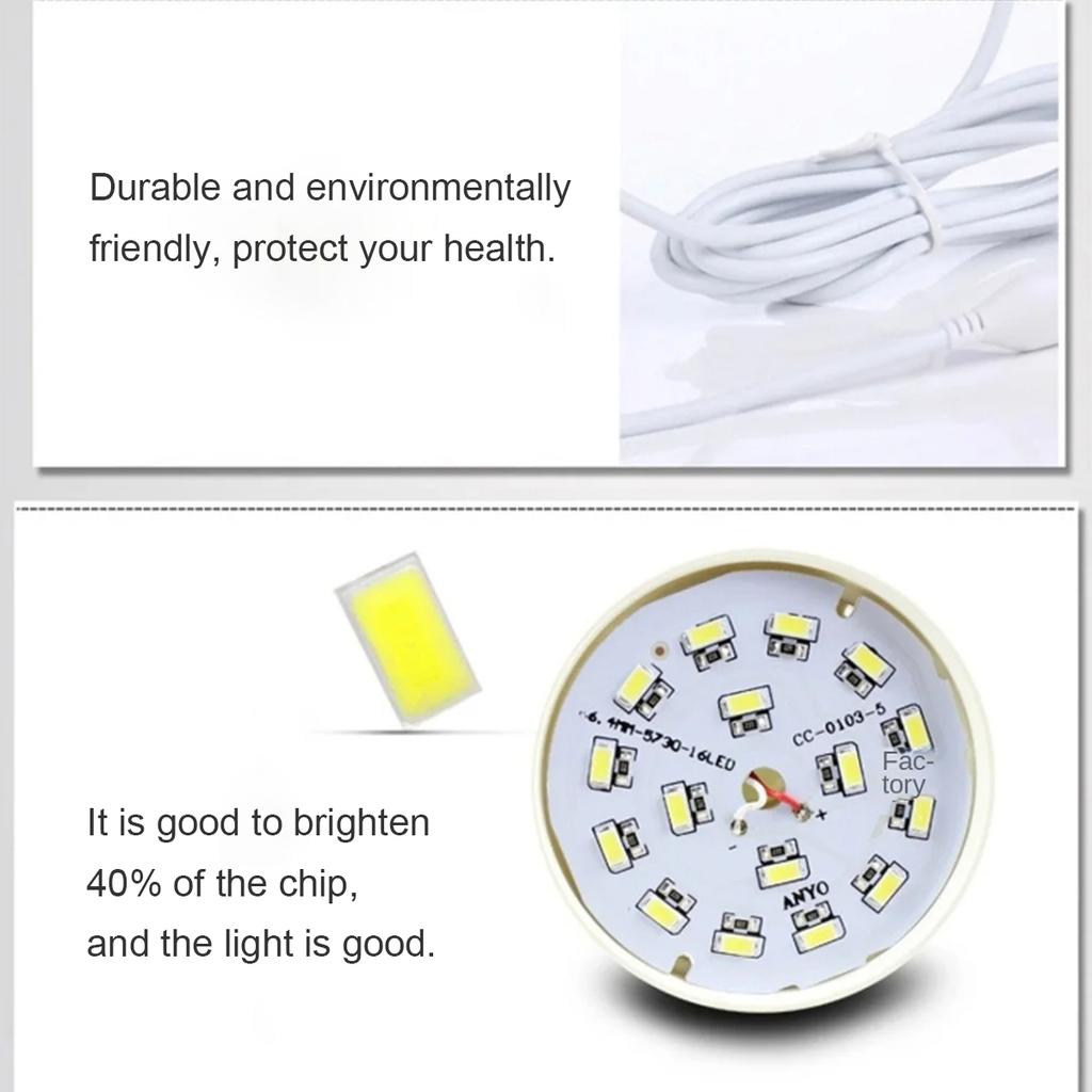 Usb Led Camping Lamp 3w 5w 7w 9w 12w With 1.2m Clip Line Room Light 5v Bulb Milky Cover Table Eye/protection Usb-adapter-powered