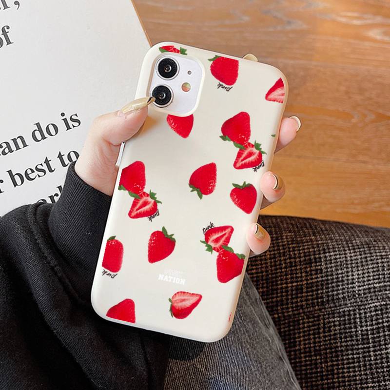 Peach strawberry Phone Case Soft Solid Color for iPhone 11 12 13 mini pro XS MAX 8 7 6 6S Plus X XR