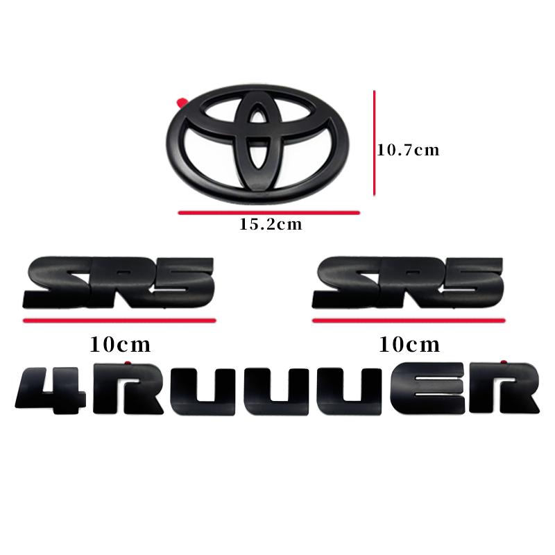 5 Pieces ABS OVERLAY Car Logo Emblems for Toyota 4Runner TRD, Stickers for Front Grille, Trunk Spoiler,