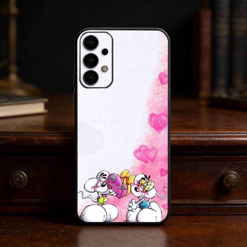 Custodia per telefono con topo Diddl a cartoni animati per Samsung S25,24,21,22,23,30,Ultra,20,Plus,Fe,Lite,Note Cover Nera Morbida