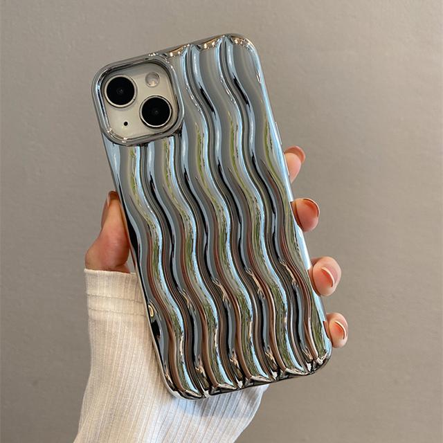 Luxury Silver 3d Water Ripple Plated Electroplated Case For Iphone 14 Pro Max 13 12 11 14 Plus Plating Purple Shockproof Cover