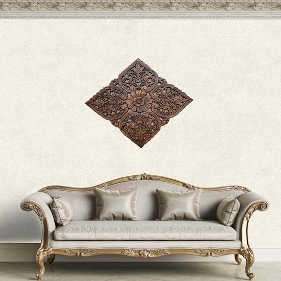 Wooden Wall Hanging Panel 60.96cm Diameter Wood Carved