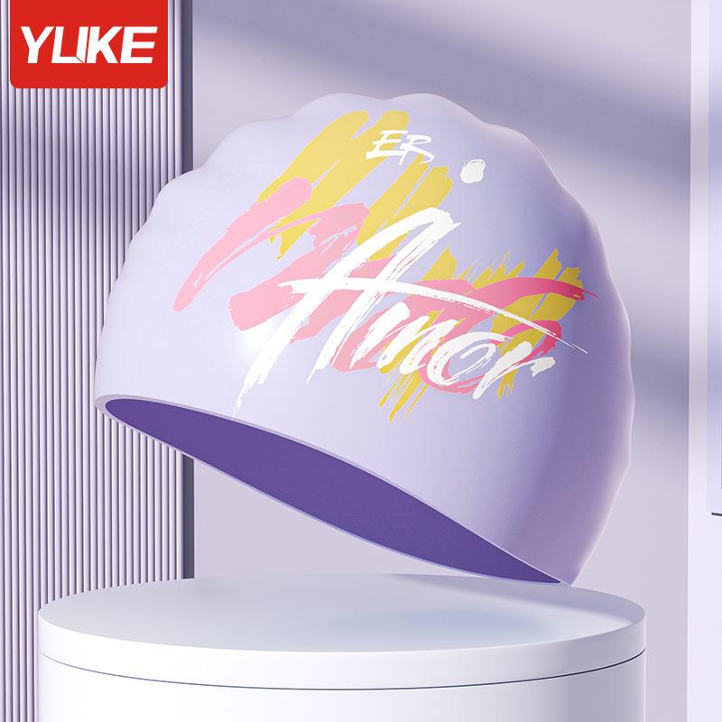 Large Silicone Swim Cap for Adults - Bubble Design, Long Hair, Ear & Sun Protection, Waterproof PU