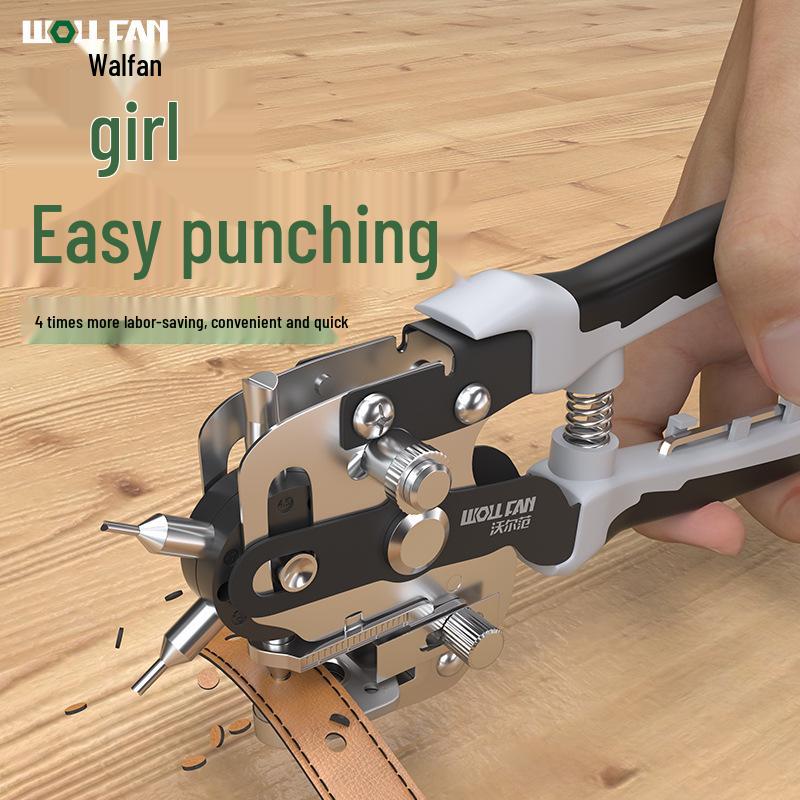 Effort-Saving Manual Punch Pliers for Leather Belts, Watch Straps, and Notebooks - Round and Oval Holes