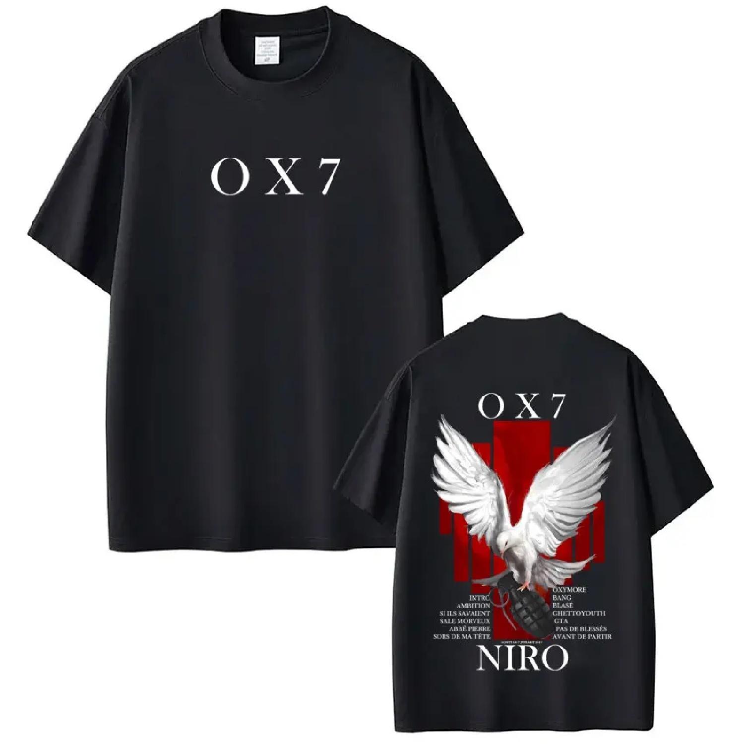 

Rapper Niro OX7 Album T-shirt Men Women Hip Hop Fashion Pop Music T-shirts Male Summer Casual Cotton Vintage T Shirt Streetwear S чёрный