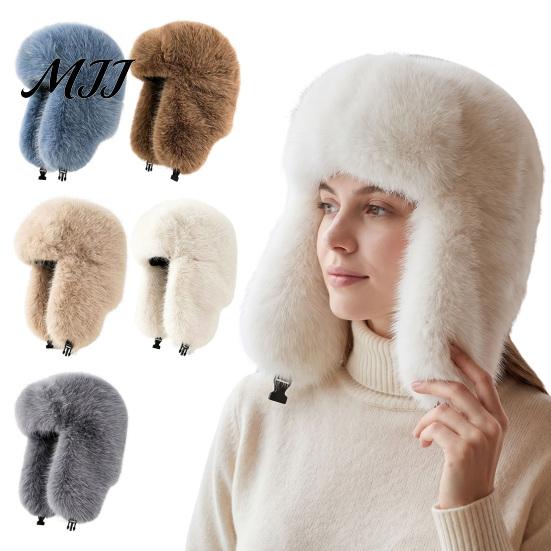 Gift for Women in Winter Faux Fur Trapper Hat, Fuzzy Hat with Ear Flaps, Fleece Soft Lined Cap Windproof Ushanka Cold Weather Outdoor Cycling