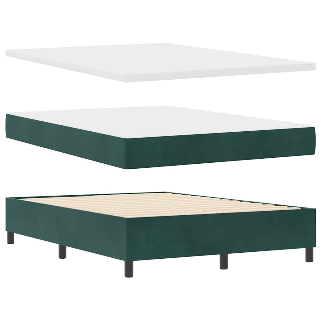 Box Spring Bed with Headboard Dark Green 200 x 160 cm Velvet
