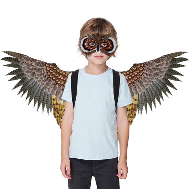 Birds Costume Set Owl Mask Owl Wing Animal Owl Costume Set Owl Half Face Mask Halloween Mask Party Favors for Kids