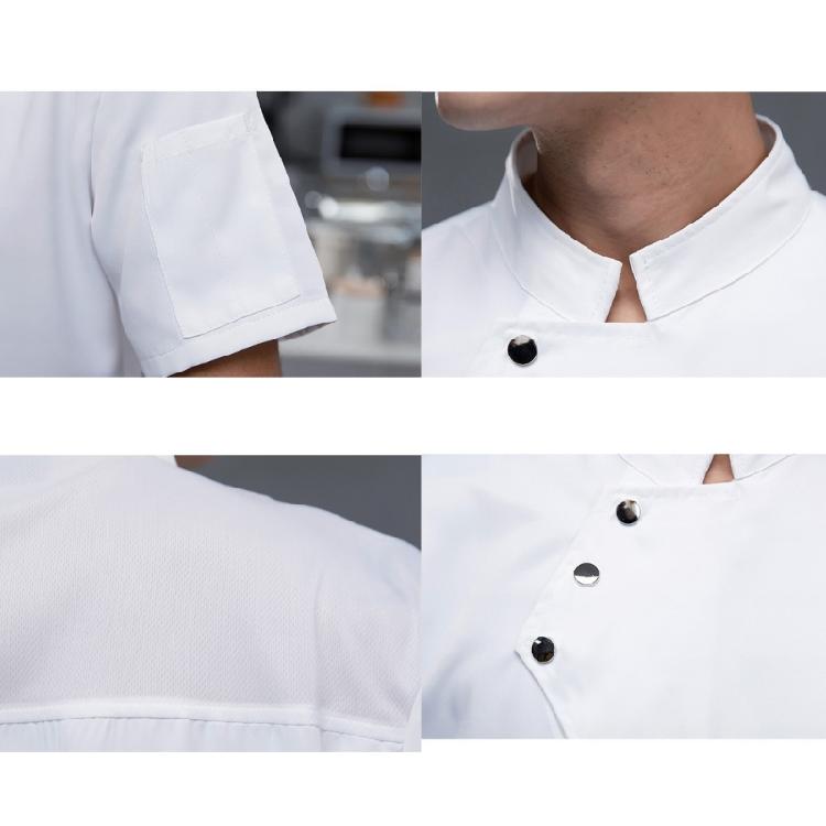 Unisex Arbeitsjacke Küche Kurzarm Knopfleiste Leicht Kochjacke Restaurantbekleidung