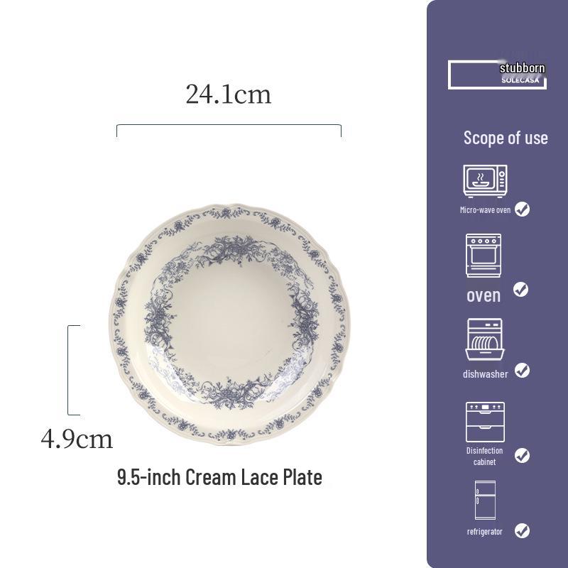 Shunxiang Blue Fog Flower Ceramic Tableware Set: Retro High-End Rice Bowl Plate for Luxurious Dining.