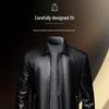 Men's Crocodile-Texture Lapel Sheepskin Leather Jacket
