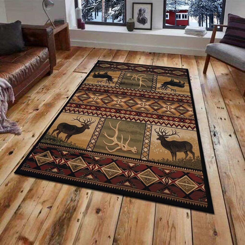 American Retro Style Carpet Ethnic Style Living Room Decorative Rug Hallway Bedroom Bedside Balcony Anti-slip Mat Multiple Sizes