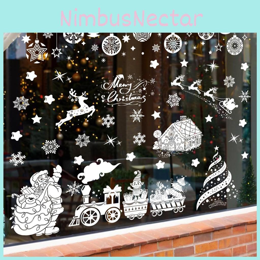 Pvc Window Christmas Sticker With Cartoon Santa Balls Santa Claus Decor For