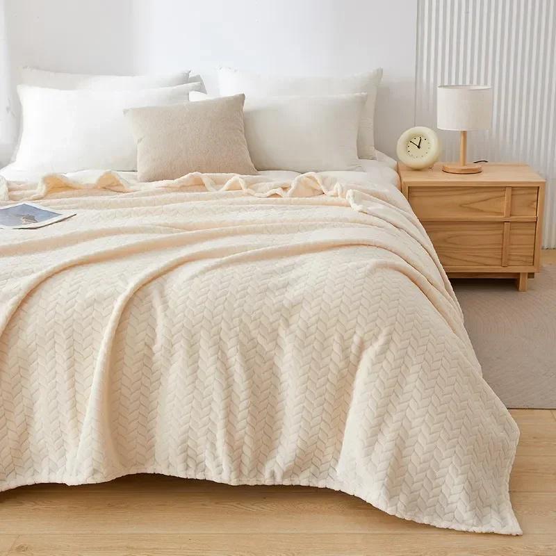 Strip Plush Sofa Towel Knitted Blanket Plaid Sofa Cover Bedside Blankets Living Room Home Decor Throw Blanket Sofa Blanket