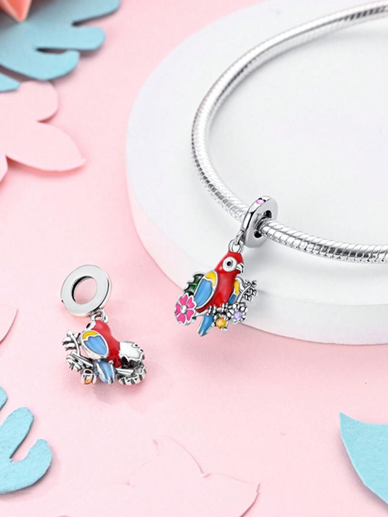 Charms Plata Colorful Birds Peacocks Butterfly Bead Copper Plated Fit Copperoriginal Bracelet For Jewelry Making Diy Charm