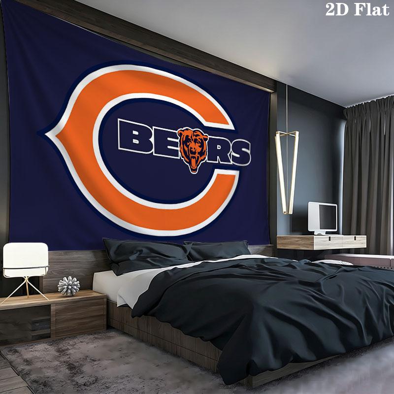 Chicago Bears Wall Tapestry, Aesthetic Printed Fabric Blanket, Suitable for Bedroom, Living Room, and Home Decor.