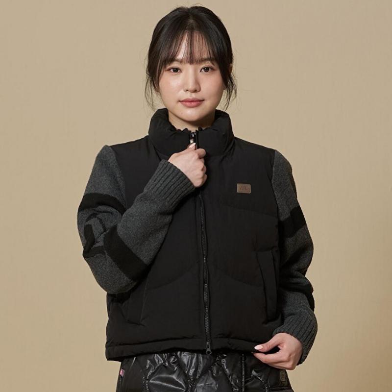 Penguin Knit Sleeve Puffer  Black 