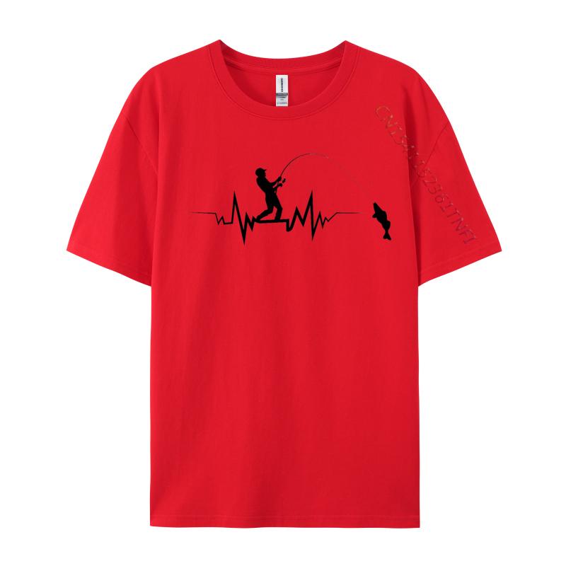 Fishing Heartbeat Cool TShirt Casual Tops Shirts Printed T Shirts Oversized Tshirts Graphic T Shirts
