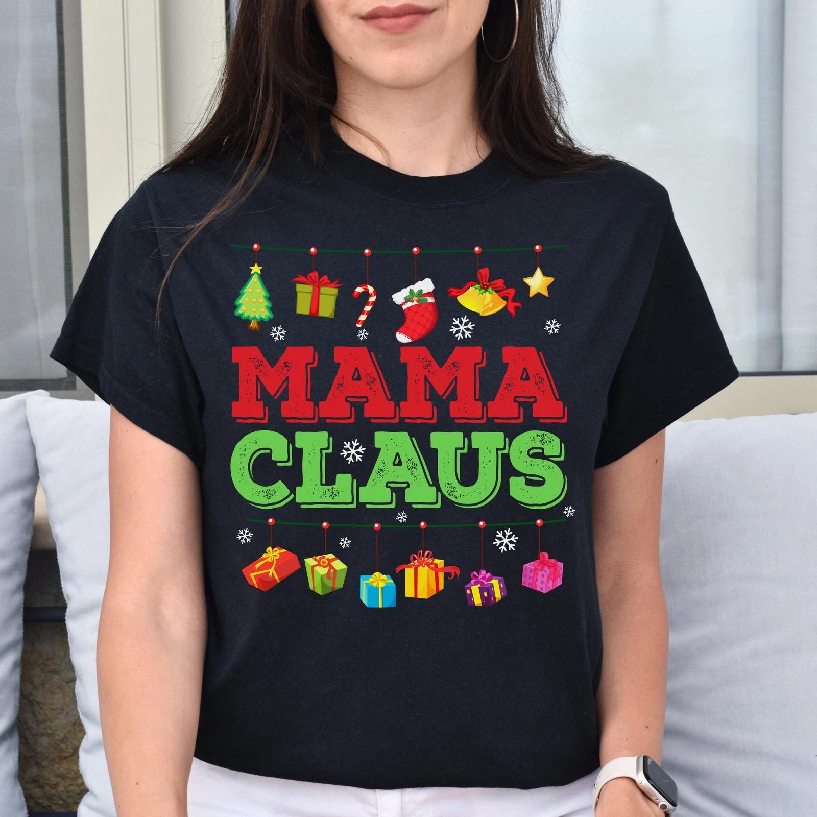 Mama Claus Christmas Unisex Shirt Mother Holiday tee Black Dark Heather S