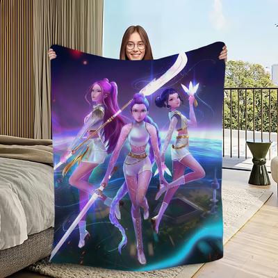 Blanket KPop Warm Soft Demon Plush Blanket for Sofa Living Room Office Bedroom Travel Hunters Gift Flannel