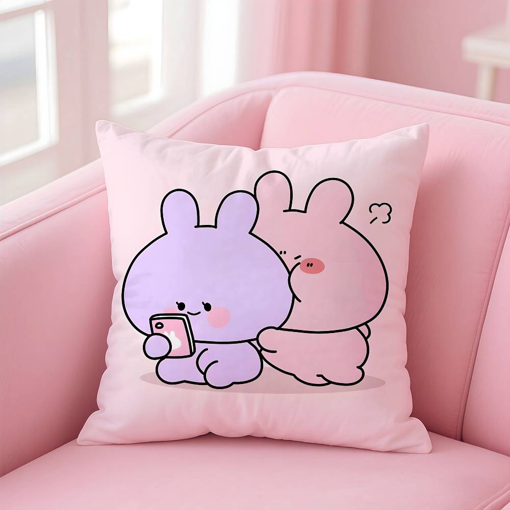 Cartoon A-Asamimichan Cute Bunny Pillow Case pattern printing pillowcase living room sofa cushion cover bedroom room decor