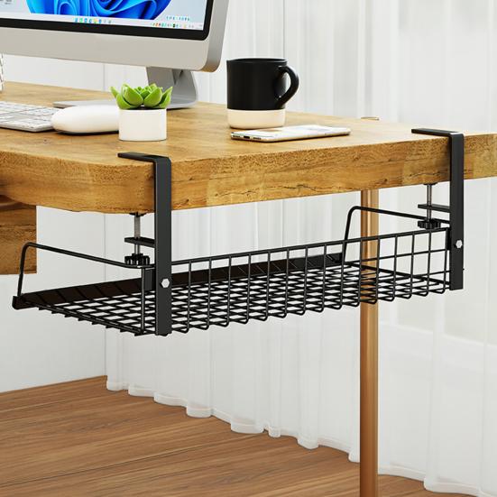 Storage Rack Under-Desk Cable Management Tray Large Capacity Hollow Design Easy To Install Adjustable Cable Management Rack