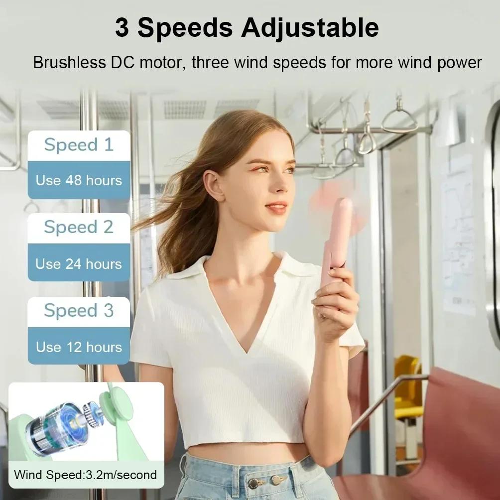 Super Mini Handheld Fan USB Rechargeable Fan 3-speed Adjustable Suitable Portable Camping Small Fans for Travel Outdoor Use