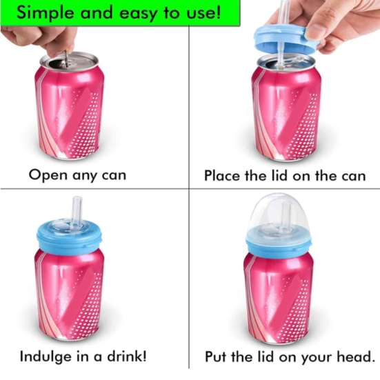 Soda Can Lids with Straw Tight Seal Reusable Can Covers BPA-Free Can Cap