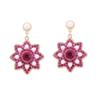 Bohemian vintage colored diamond-encrusted rice beads flower floral earrings imitation pearls exaggerated statement earrings