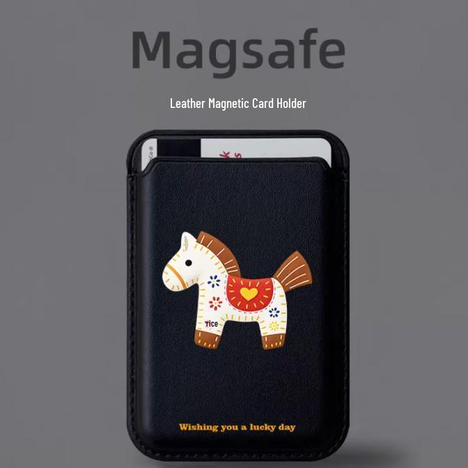 

Heart-Shaped MAGSafe-Compatible Leather Card Holder for Apple Phones Single Card Holder