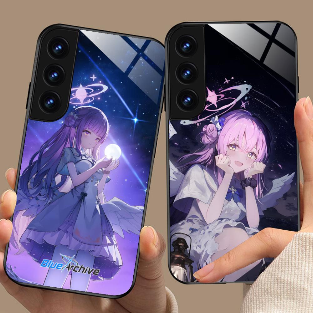 Blue Archive Misono Mika Glass Mobile Phone Case for Samsung Galaxy S26 S25 S24 S23 S22 S21 S20 Note20 Plus FE Ultra Colorful