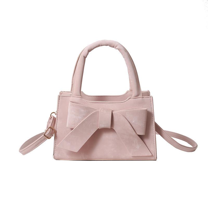 Trendy Pu Material Butterfly Bow Shoulder Bag 2024 Spring Chic Small Square Bag розовый