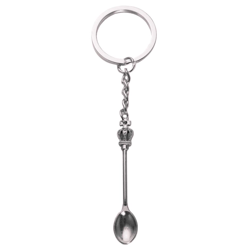 Silver Color Ornaments Handmade Craft Pendant Key Ring Metal Key Chain Trinkets Spoon Keychain