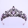 DIEZI Elegant Korean AB Pink Red Crystal Tiara Crown Women Girls Party Wedding Princess Rhinestone Bridal Crown Hair Jewelry