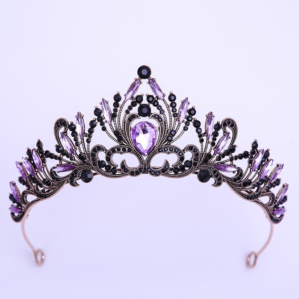 DIEZI Elegant Korean AB Pink Red Crystal Tiara Crown Women Girls Party Wedding Princess Rhinestone Bridal Crown Hair Jewelry