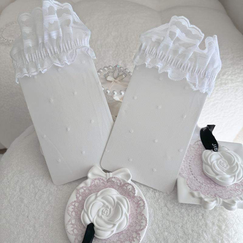 Ultra-fino transparente náilon meias longas meias femininas jk lolita coxa meias altas estilo japonês bolinhas joelho meias altas