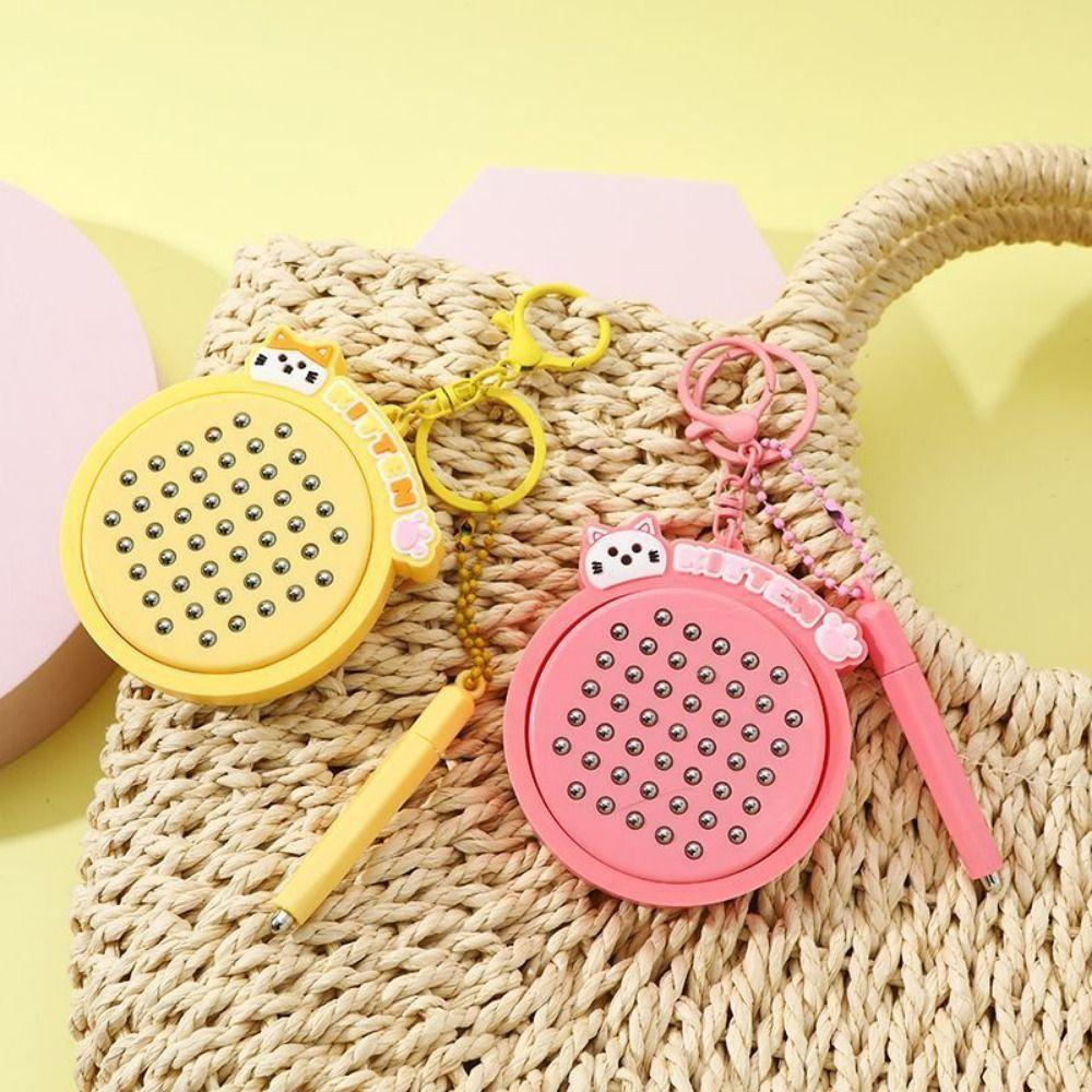DIY Mini Funny Keychain Relaxing Toy Cartoon Cat Pendant Magnetic Drawing Board Keyring  Children